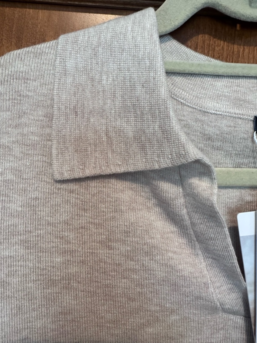 NWT Classic V-Neck Polo Knit Top in Beige - Picture 5 of 5